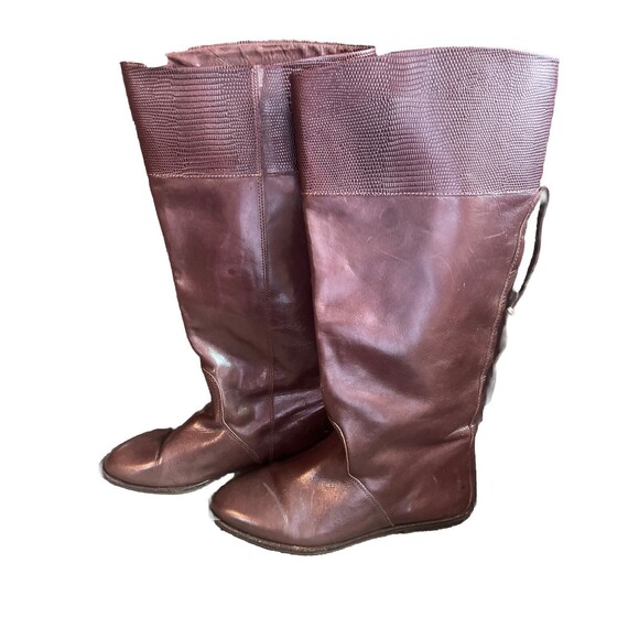 Enzo Angiolini Boots Vintage Brown Size 8 1/2 Knee High Leather Riding Boot - Picture 1 of 11